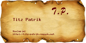 Titz Patrik névjegykártya